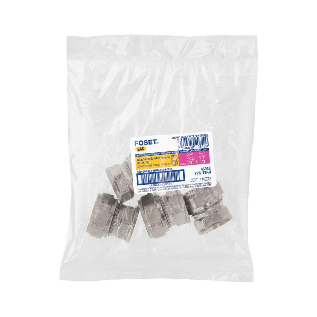 Conector para Pealpe, 1/2', con Rosca Hembra, Foset