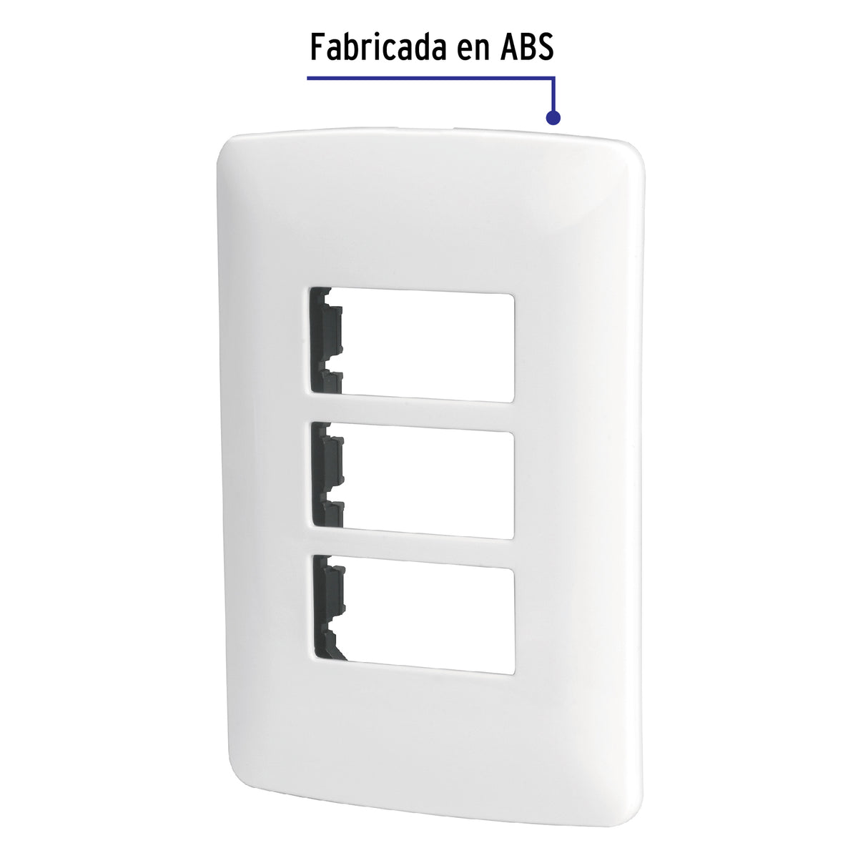 Placa de 3 Módulos, Blanca, Línea Italiana, Volteck