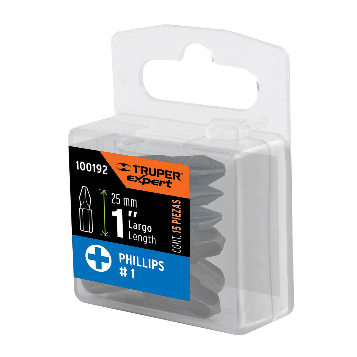 Estuche con 15 Puntas de Cruz PH1 Largo 1', Truper Expert