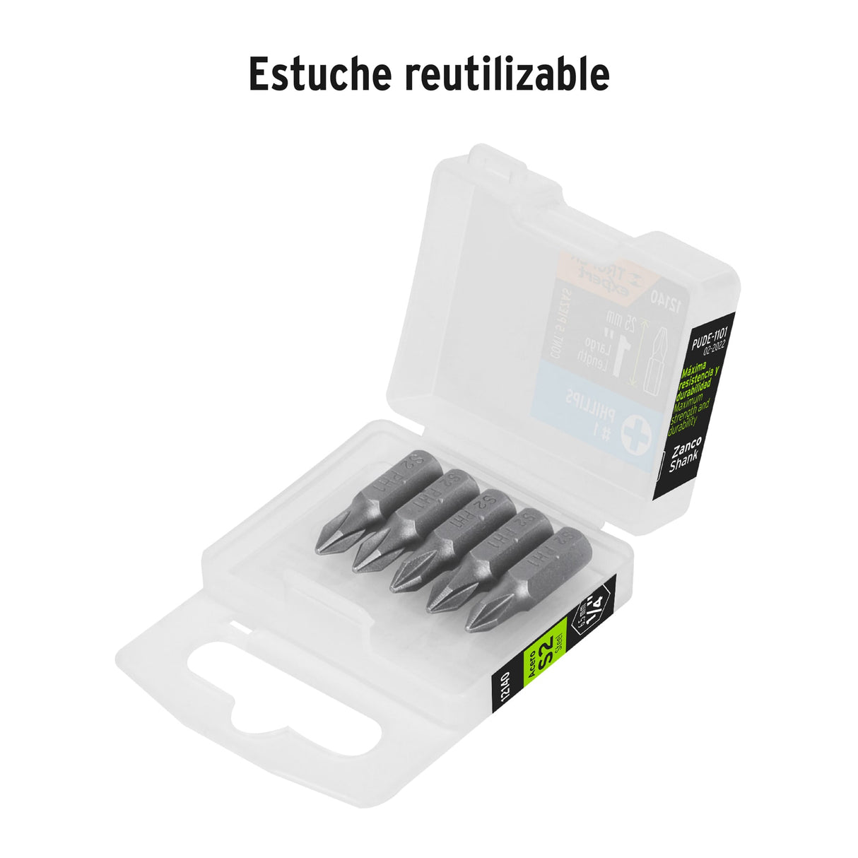 Estuche con 5 Puntas de Cruz PH1 Largo 1', Truper Expert