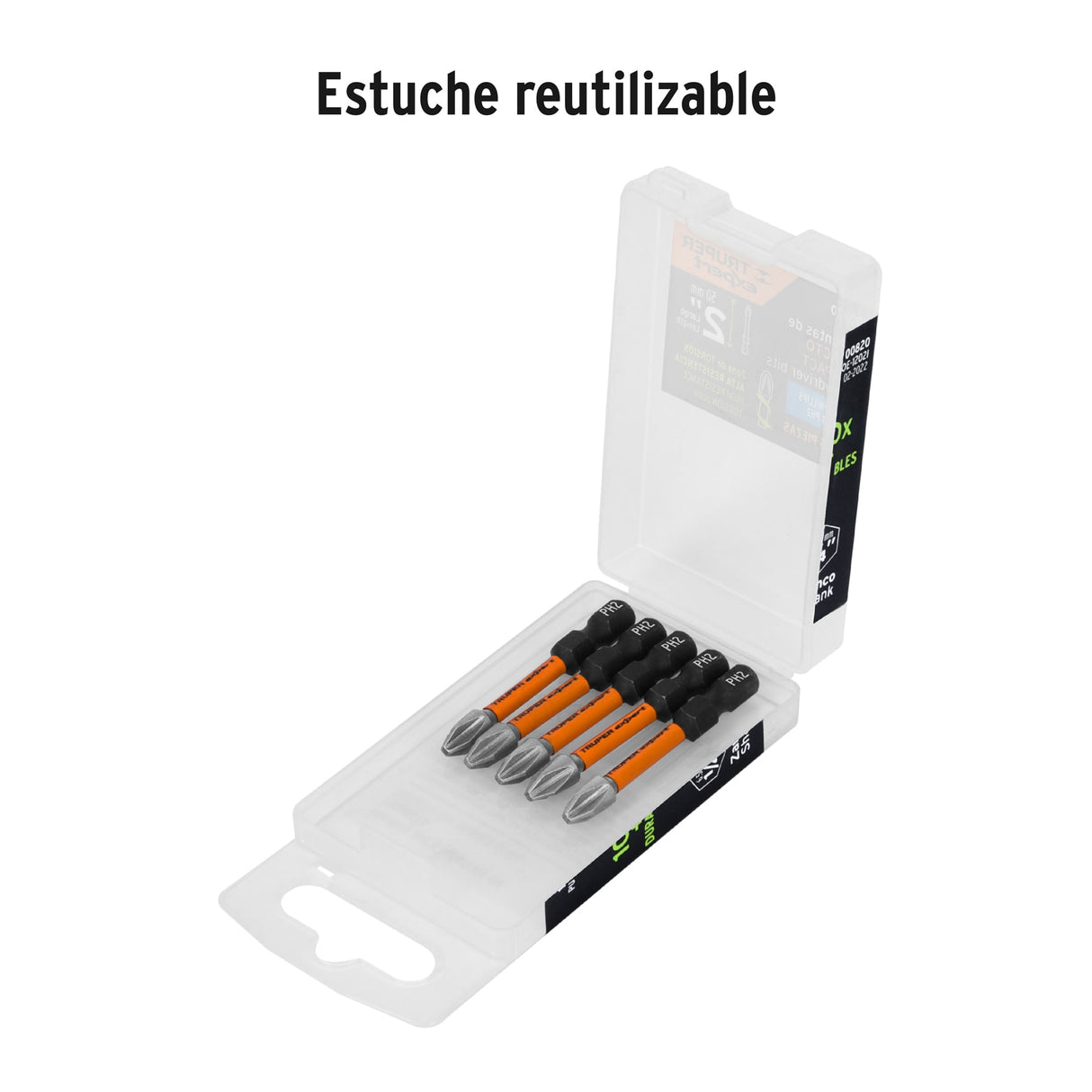 Estuche con 5 Puntas de Cruz PH2 de Impacto Largo 2', Expert