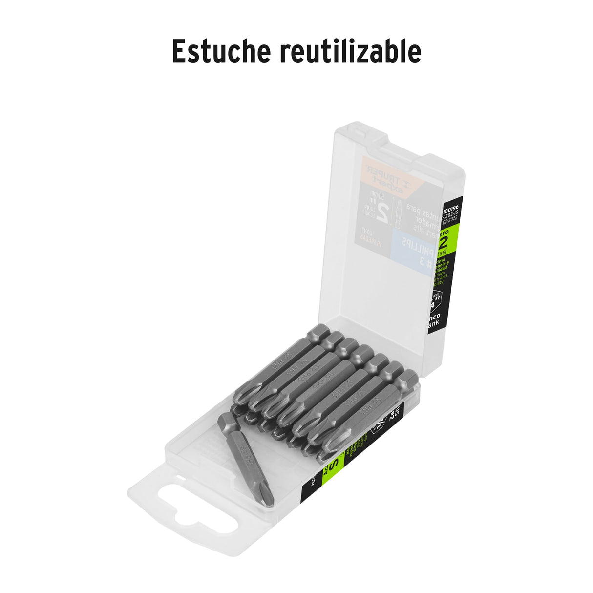 Estuche con 15 Puntas de Cruz PH3 Largo 2', Truper Expert