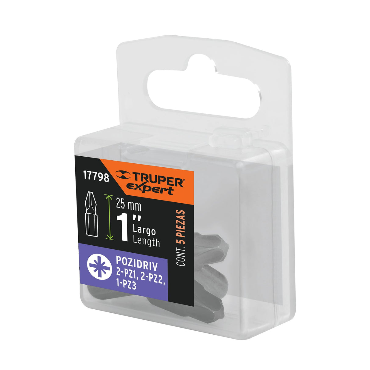 Estuche con 5 Puntas Pozidriv Combinadas Largo 1', Expert