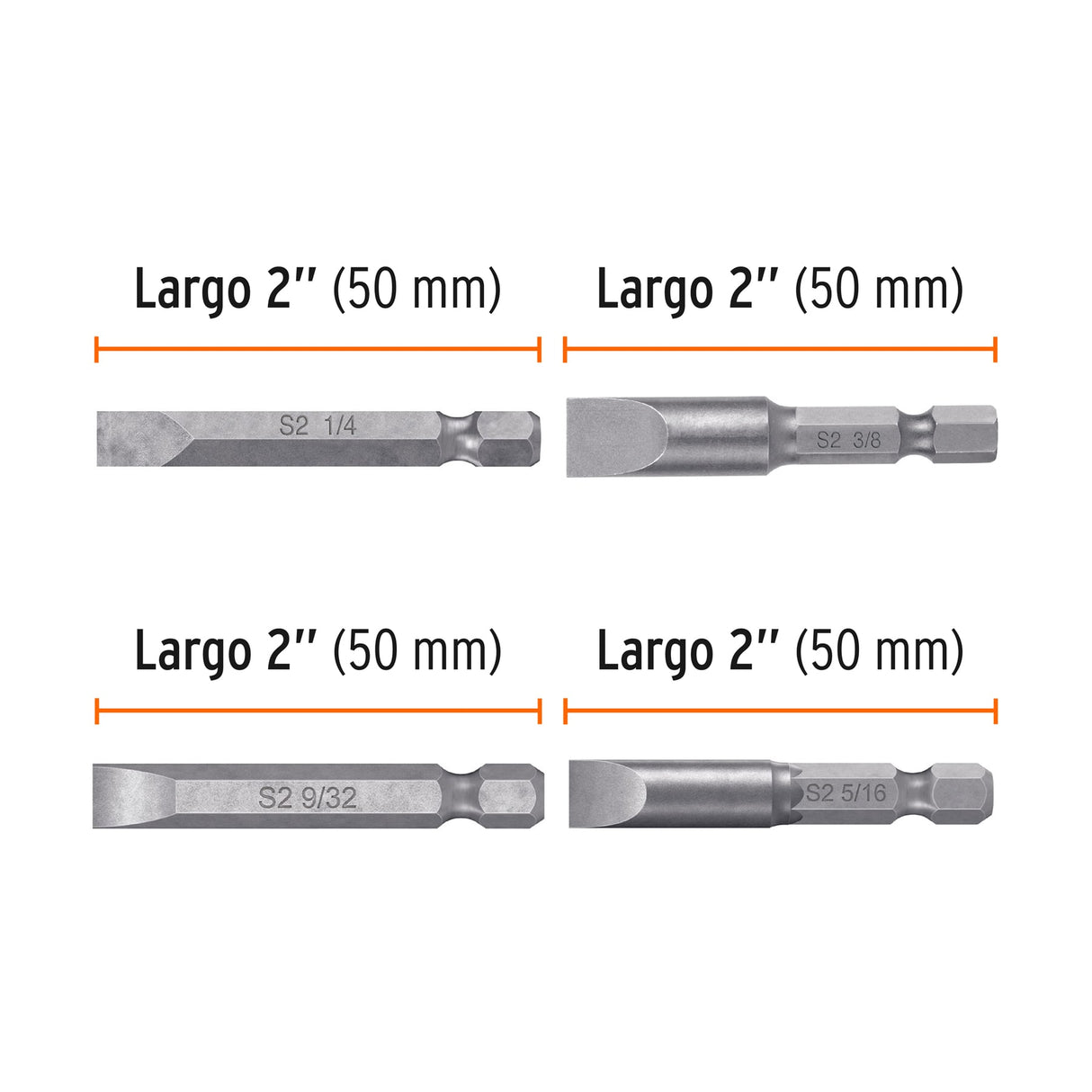 Juego de 5 Puntas Planas Combinadas Largo 2', Truper Expert