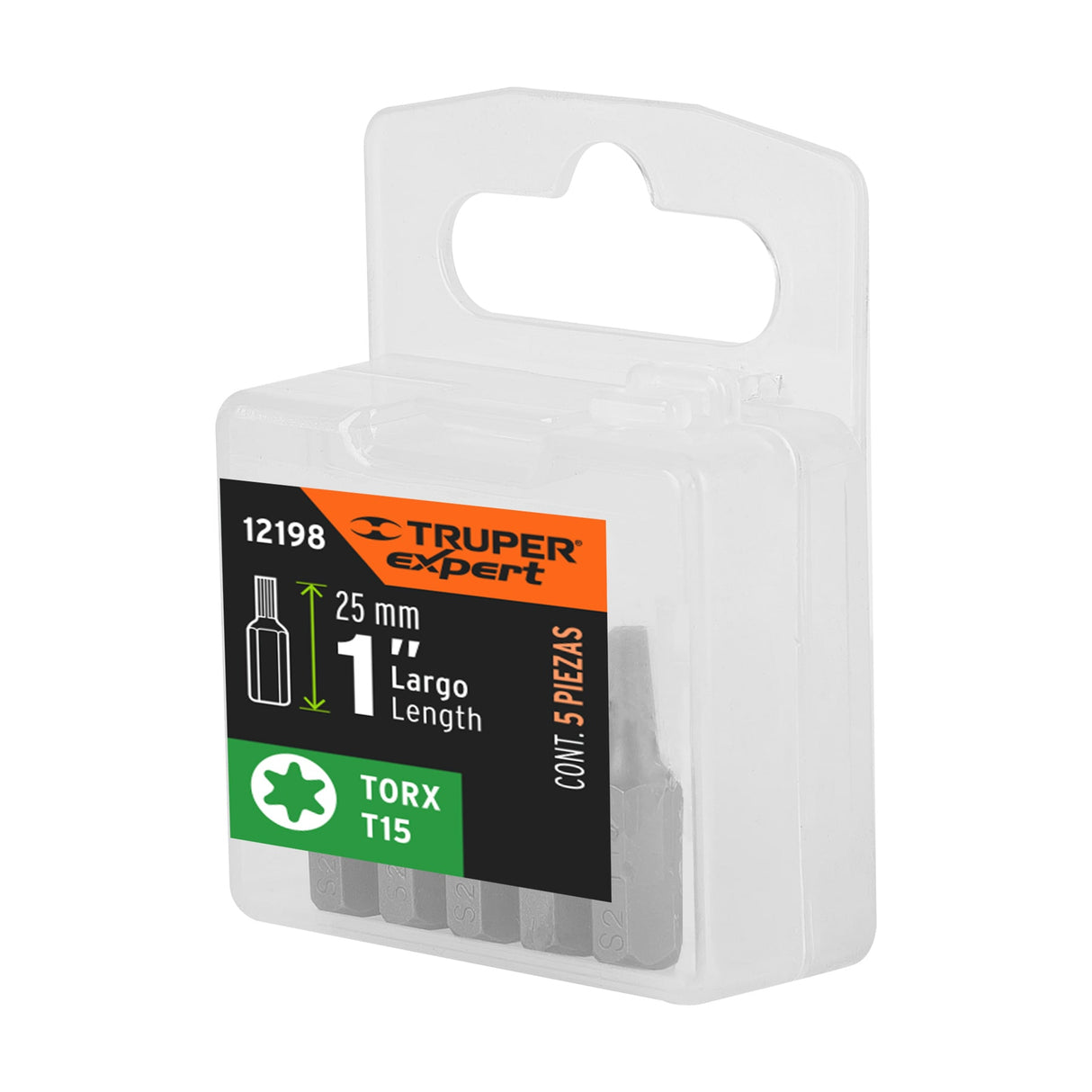 Estuche con 5 Puntas Torx T15 Largo 1', Truper Expert