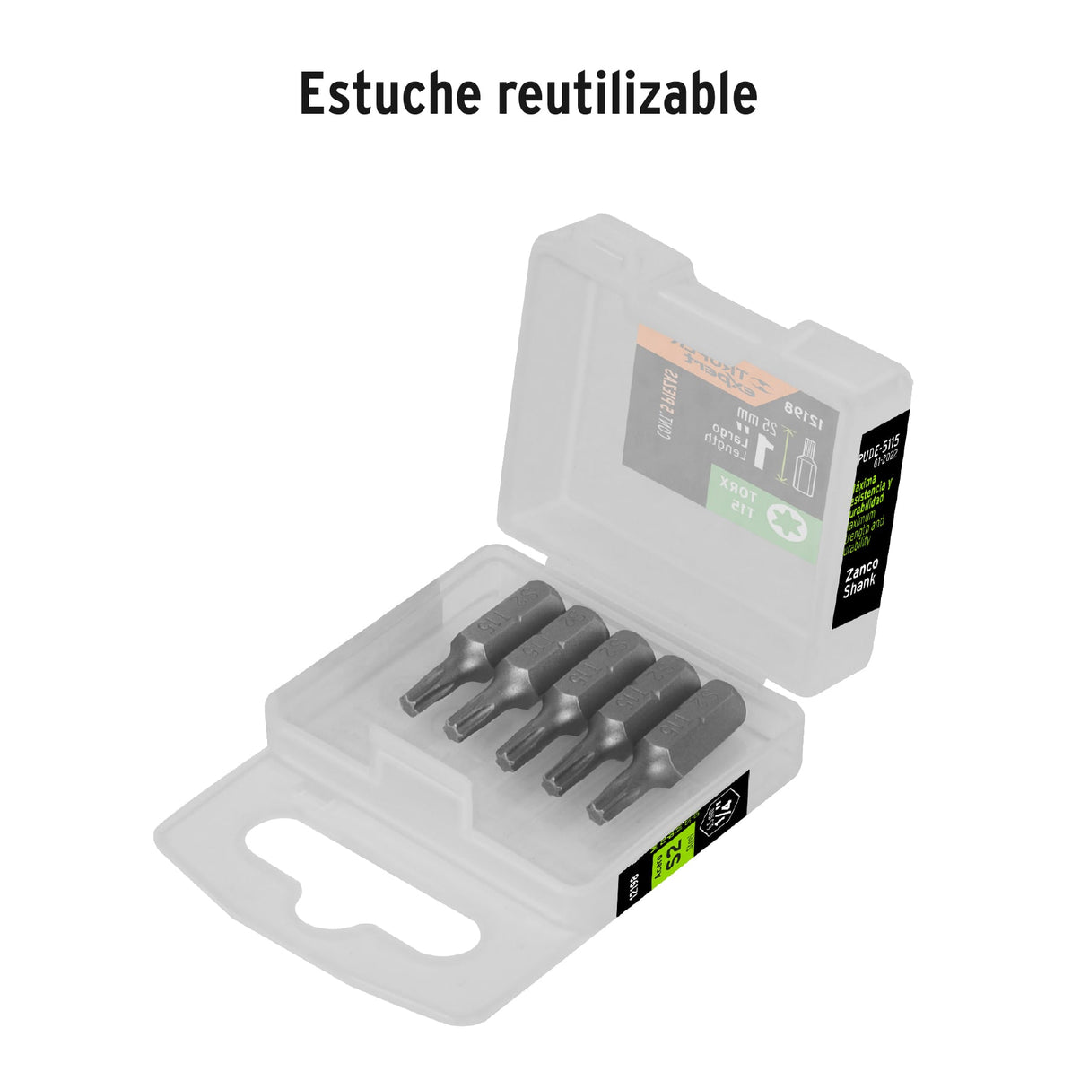 Estuche con 5 Puntas Torx T15 Largo 1', Truper Expert