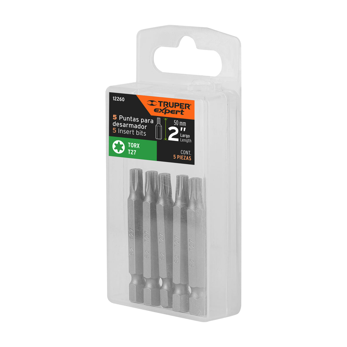Estuche con 5 Puntas Torx T27 Largo 2', Truper Expert