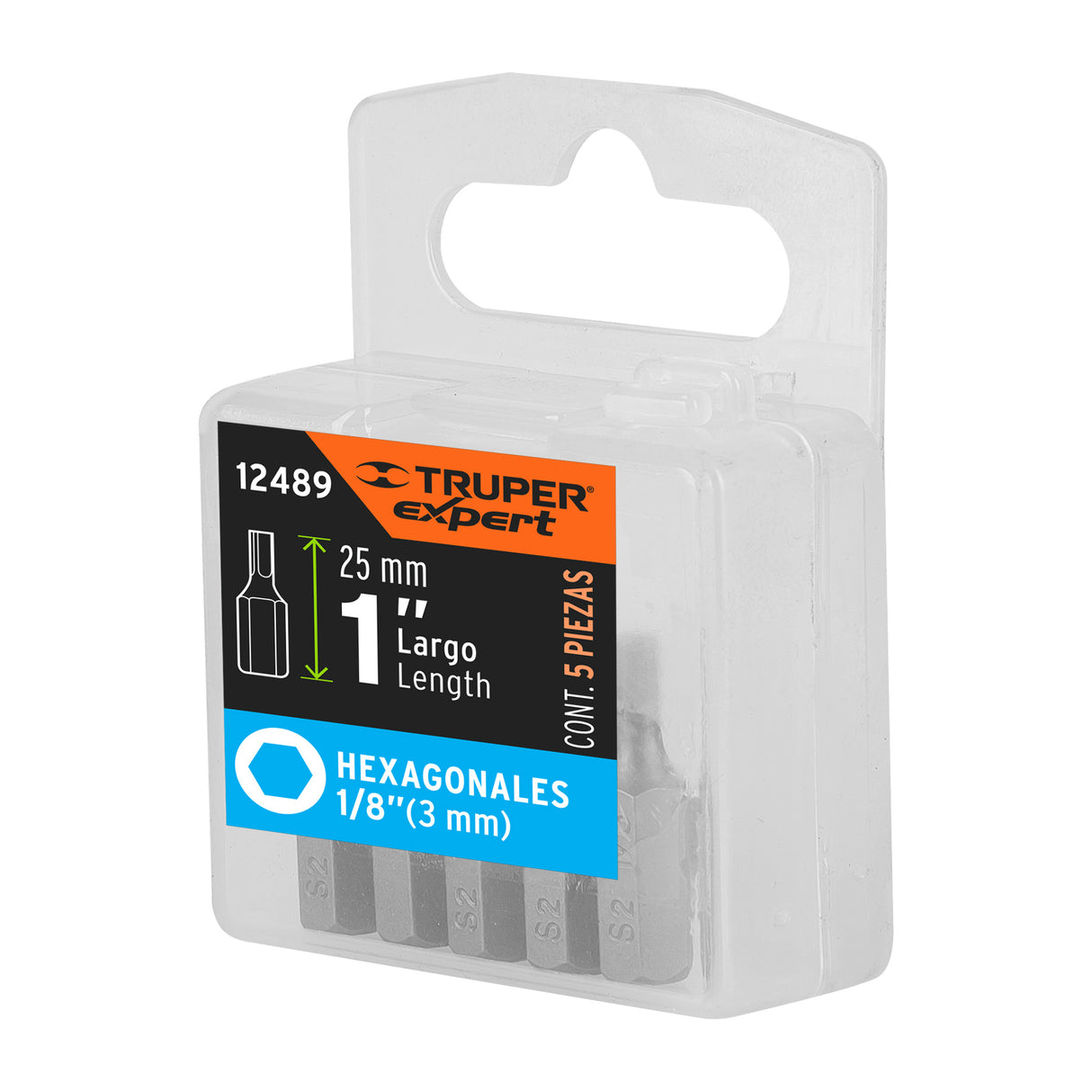 Estuche con 5 Puntas Hexagonales de 1/8 mm Largo 1', Expert
