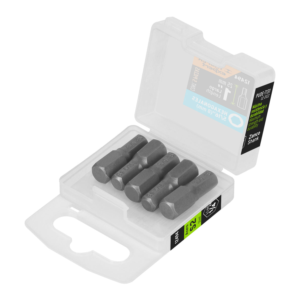 Estuche con 5 Puntas Hexagonales de 5/16 mm Largo 1', Expert