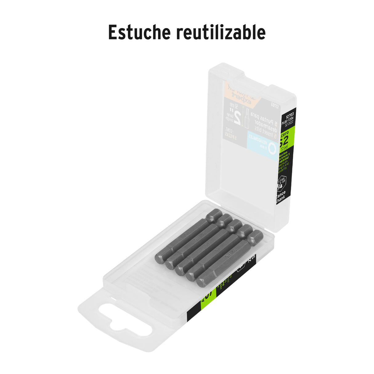 Estuche con 5 Puntas Hexagonales de 6 mm Largo 2', Expert