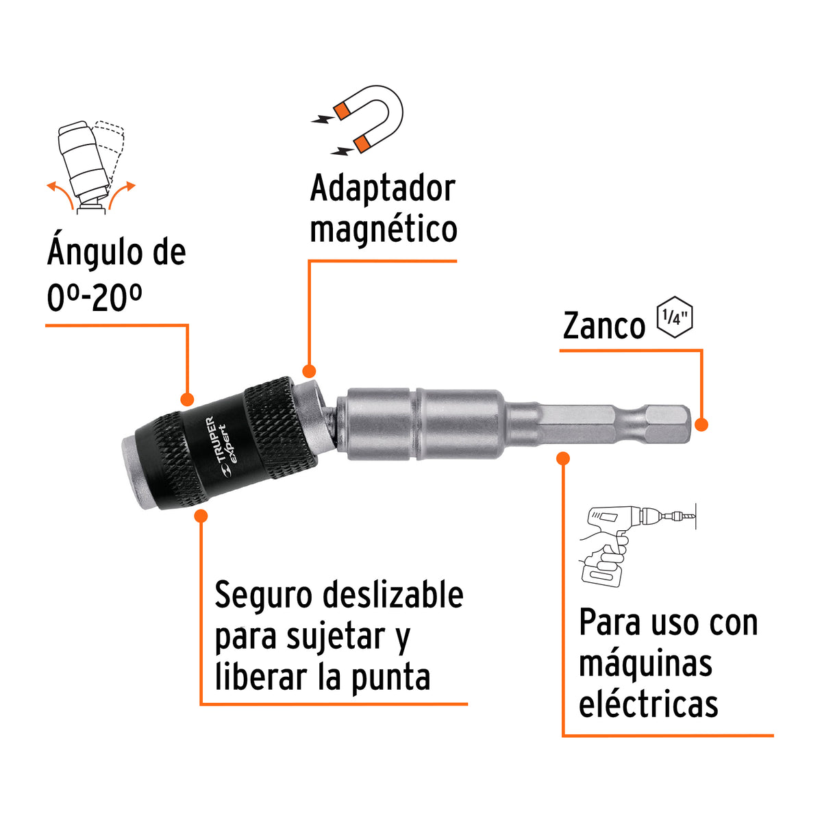 Extensión Magnética Articulada 4 3/4', para Puntas, Expert