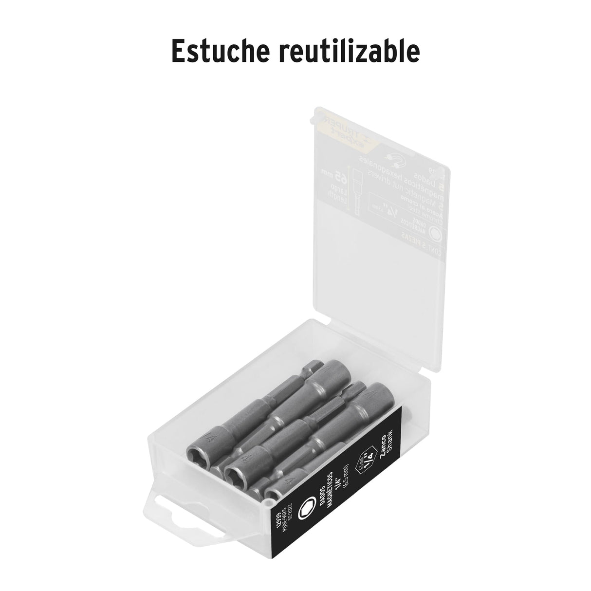 Estuche con 5 Dados Magnéticos de 1/4' Largo 2-1/2', Expert