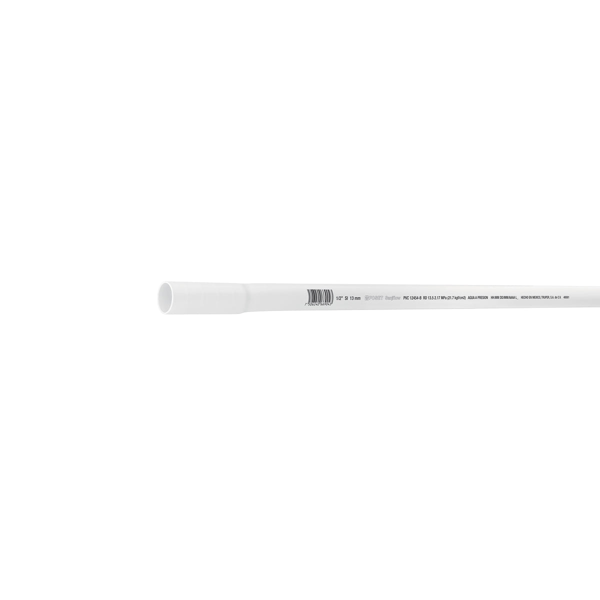 Tubo de 1/2' PVC Hidráulico Rd 21, 3M, 0.25 kg, Foset