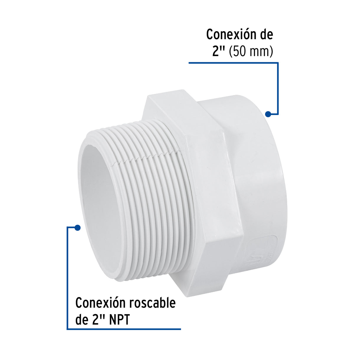Adaptador Macho de PVC de 2', Foset