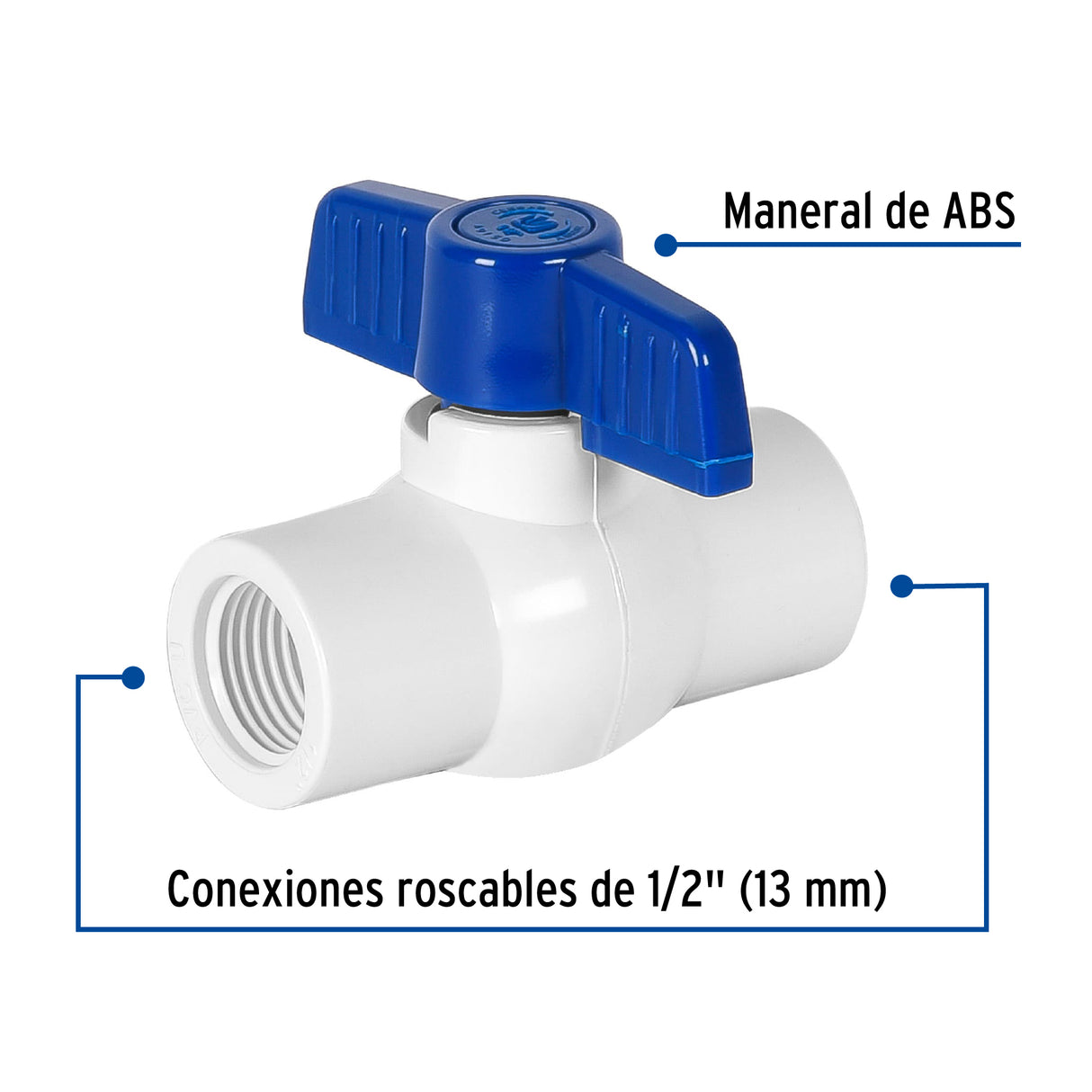 Válvula Esfera de PVC 1/2' Roscable, Foset