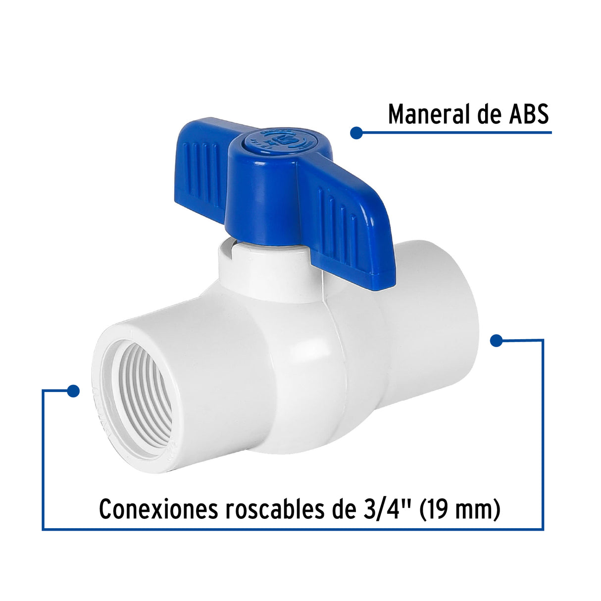 Válvula Esfera de PVC 3/4' Roscable, Foset