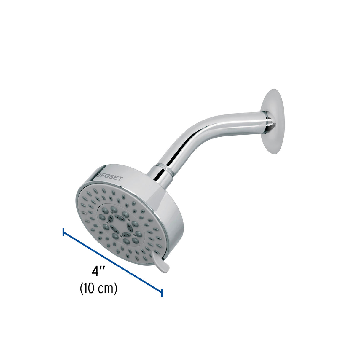 Regadera Cromo 4'con 5 Funciones, con Brazo, Foset Element