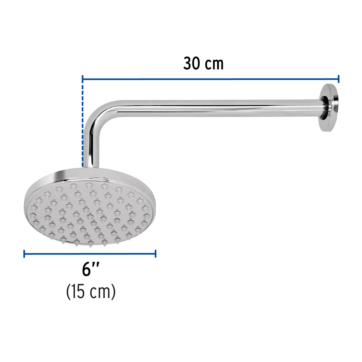 Regadera Cromo 6' Plato Redondo, con Brazo, Foset Element