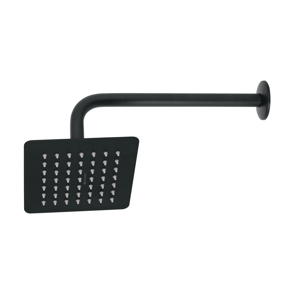 Regadera cuadrada 6', acero inox, con brazo, negro, TÚBIG
