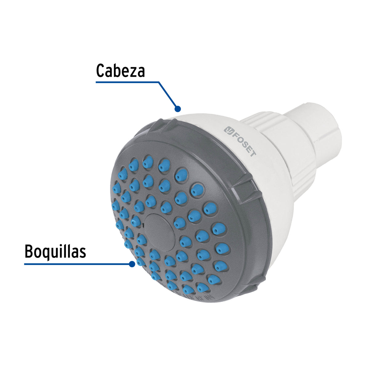 Regadera Redonda de ABS 2-1/2' Gris-blanca sin Brazo, Basic