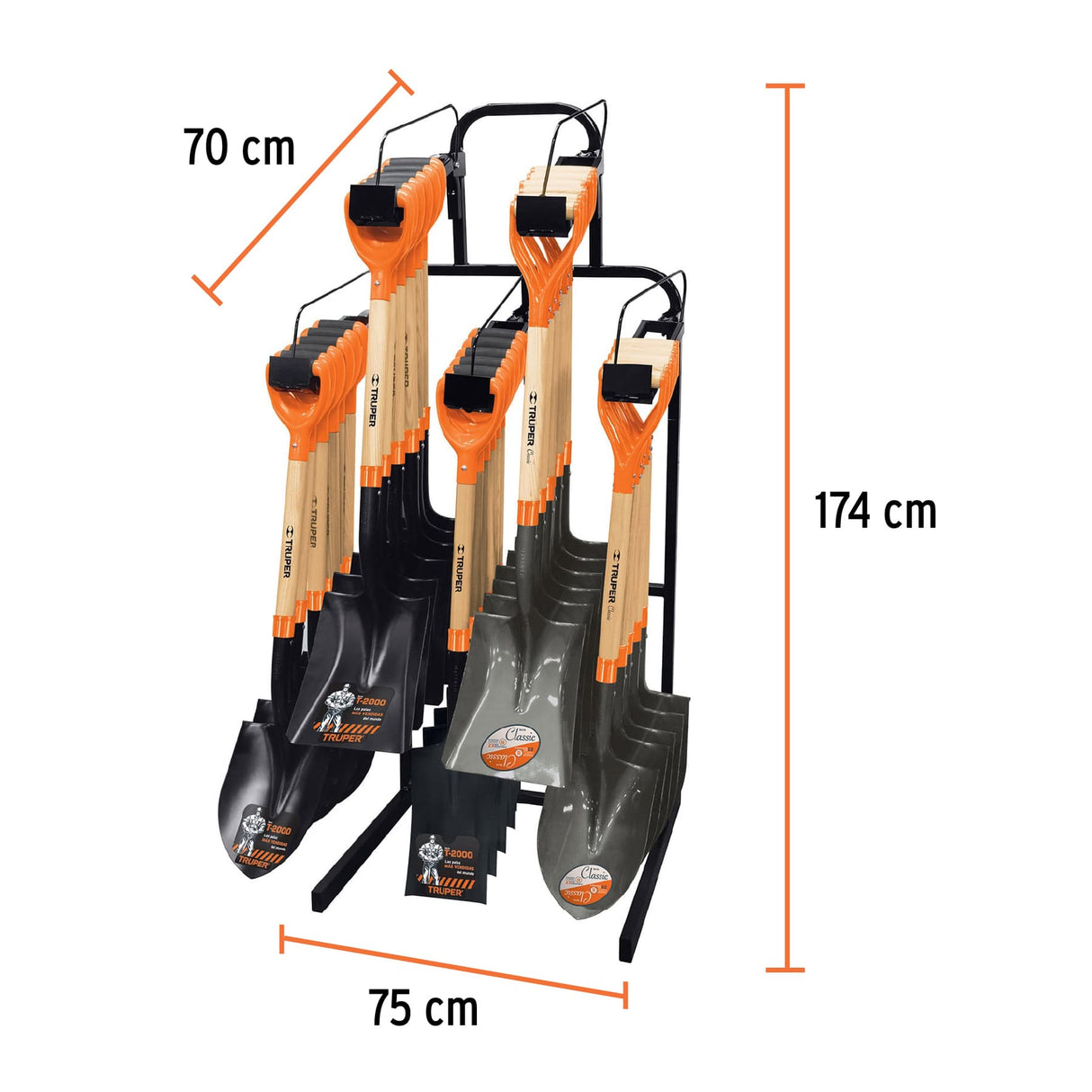 Rack para Palas con Mango 'y' de Pared para 30 Pz, Truper