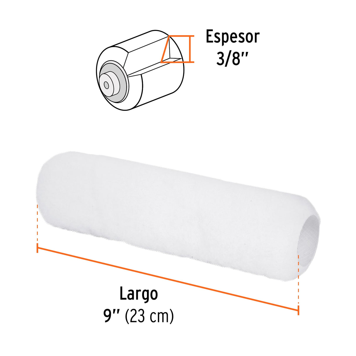 Felpa para Rodillo 9' X 3/8' Superficies Lisas, Truper