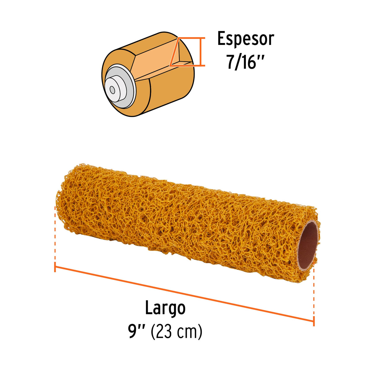 Felpa para Rodillo 9' X 7/16' de PVC, Acabados Texturizados