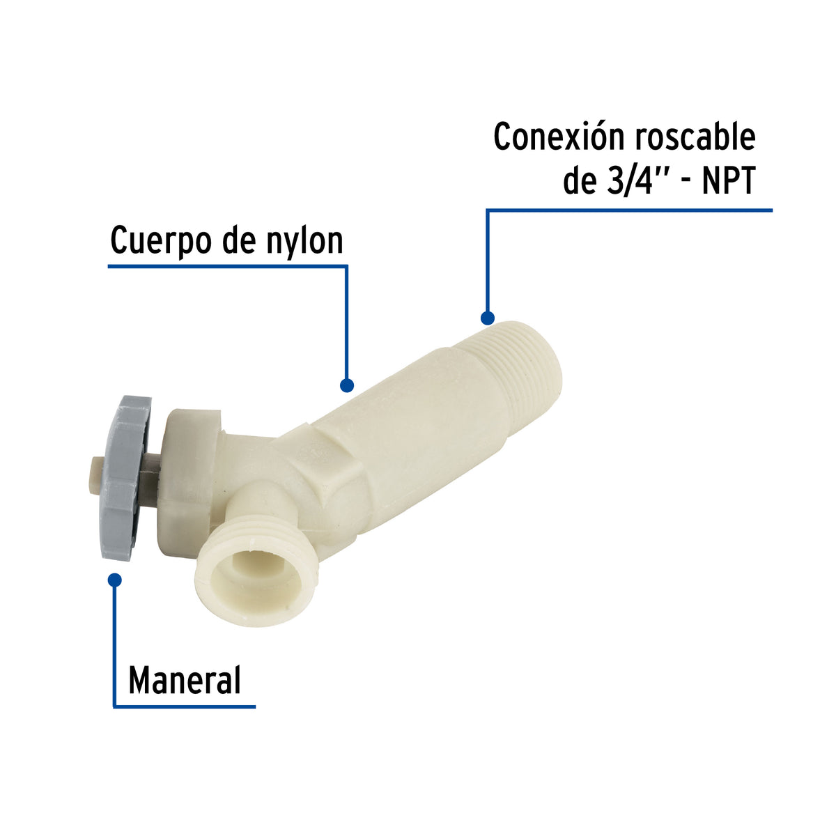 Válvula de Drenado para Calentador Solar, 3/4', Foset