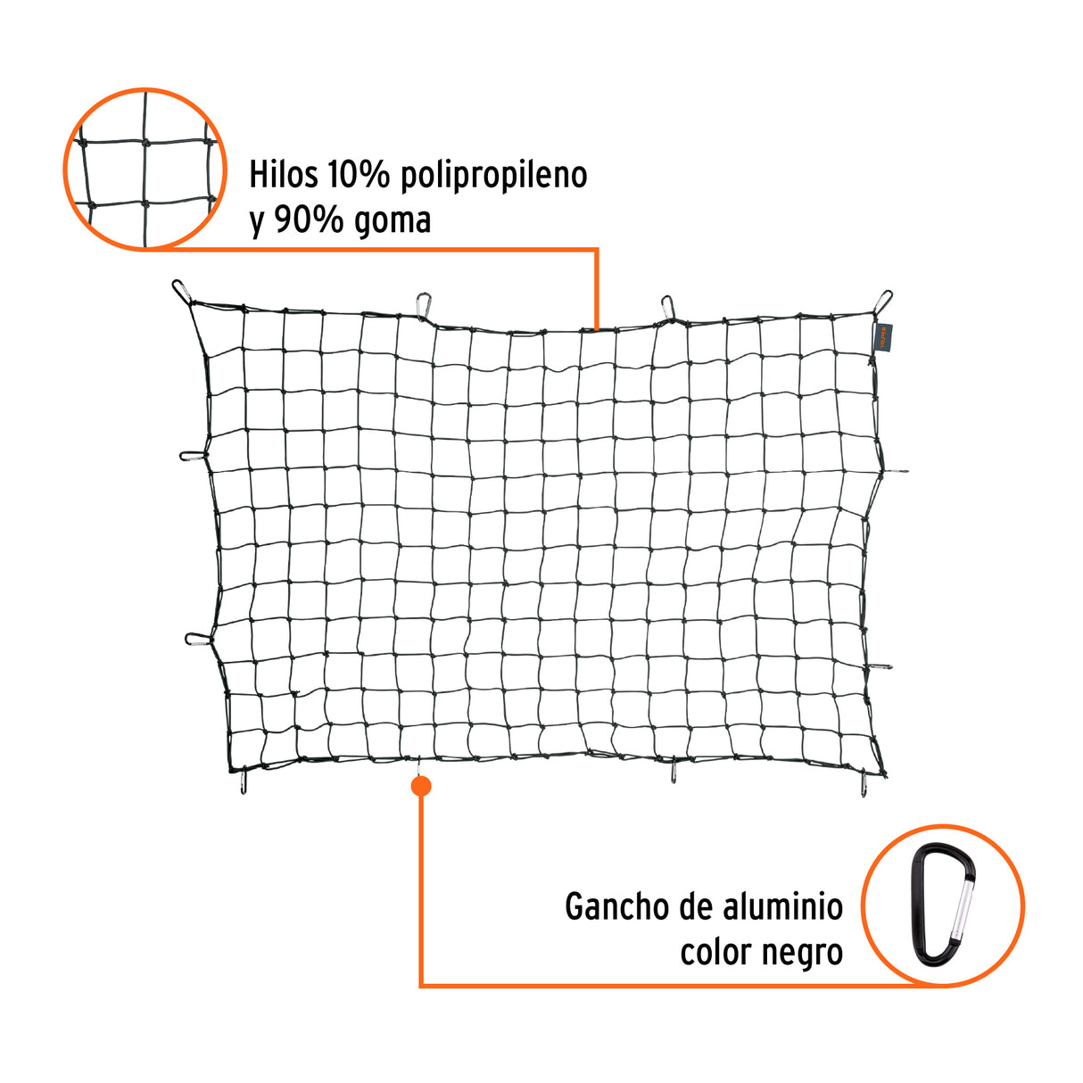 Red de Carga 1.80 m X 1.20 m para Camioneta, 1.5 Ton, Truper