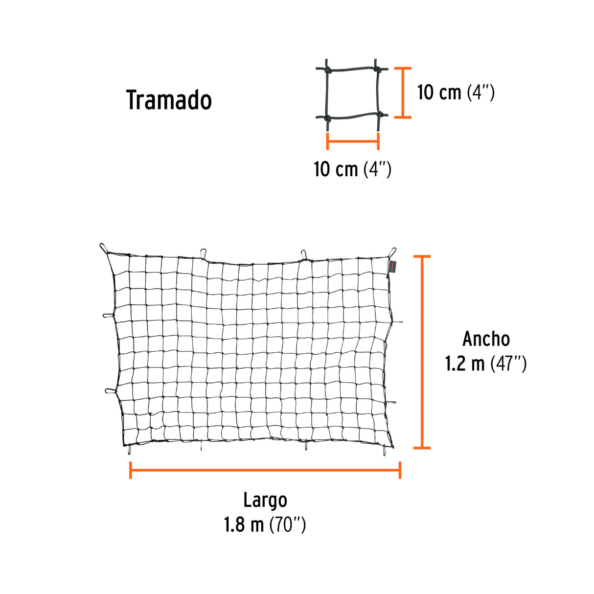 Red de Carga 1.80 m X 1.20 m para Camioneta, 1.5 Ton, Truper