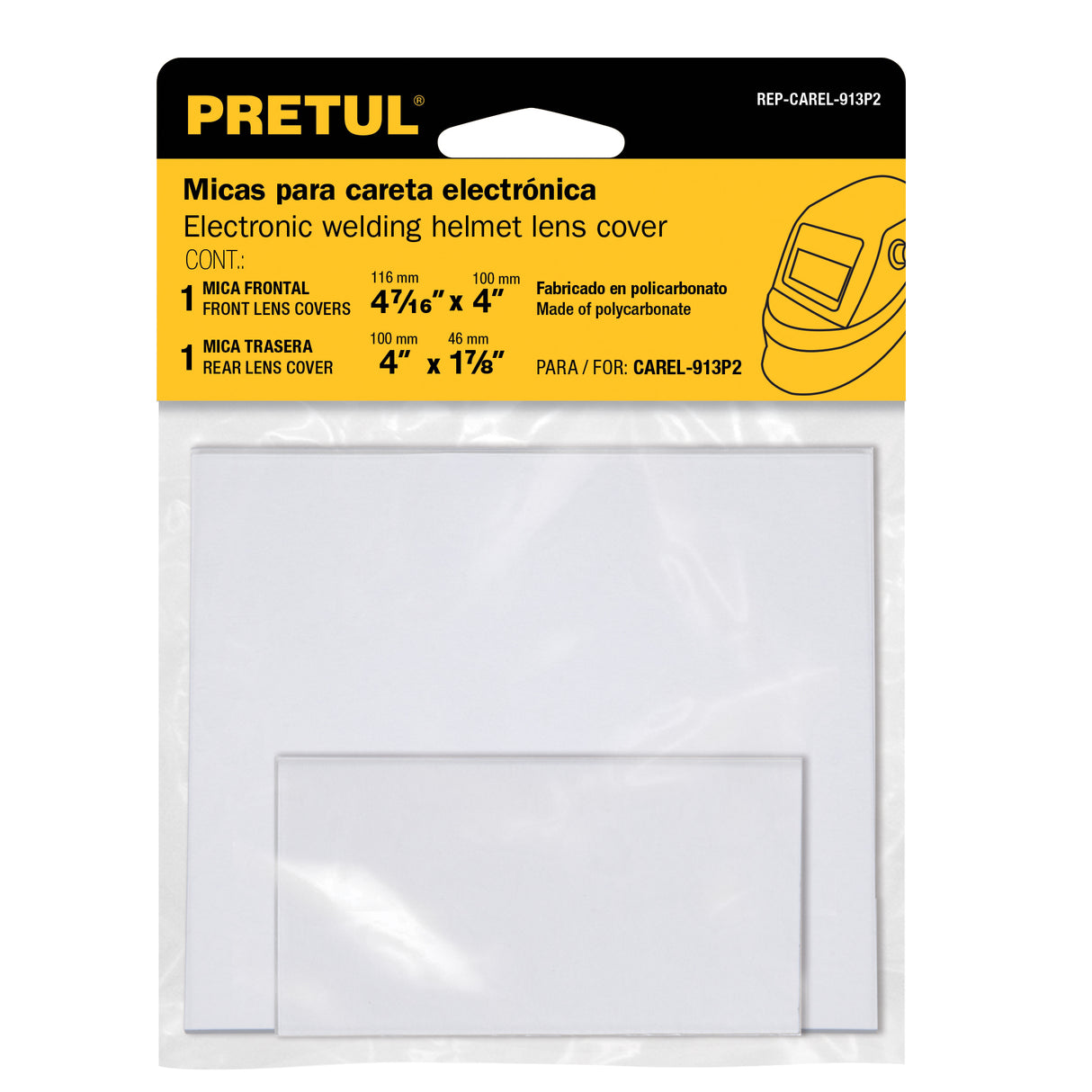 Bolsa con 2 Micas para Careta CAREL-913P2, Pretul