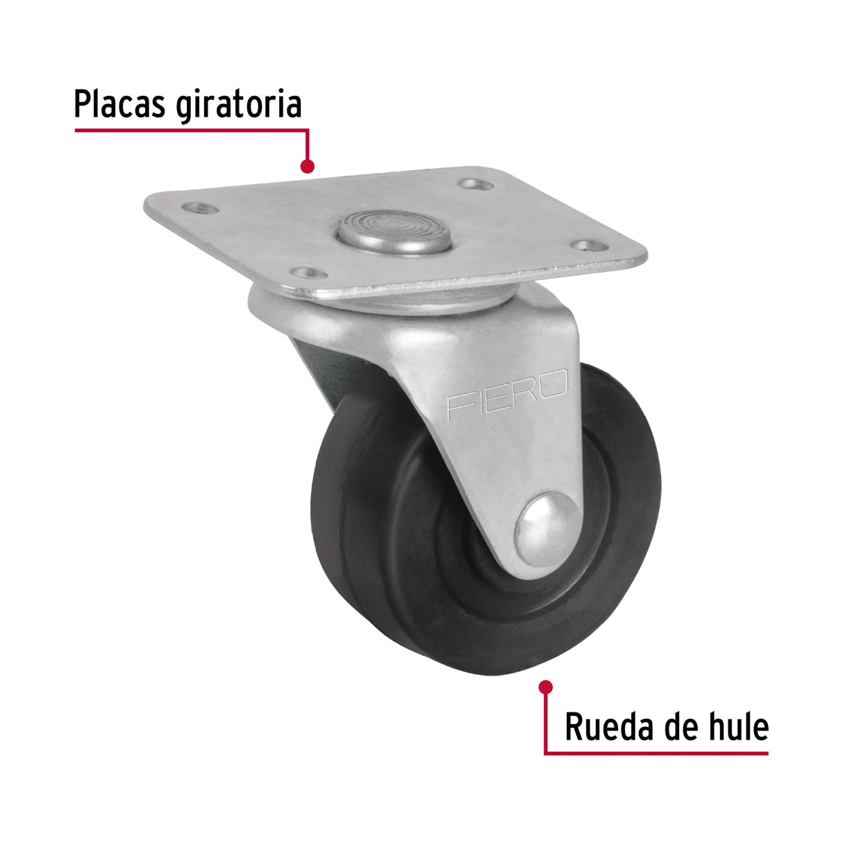 Rodaja Hule 2', Placa Giratoria C/Buje, Carga 25 kg, Fiero