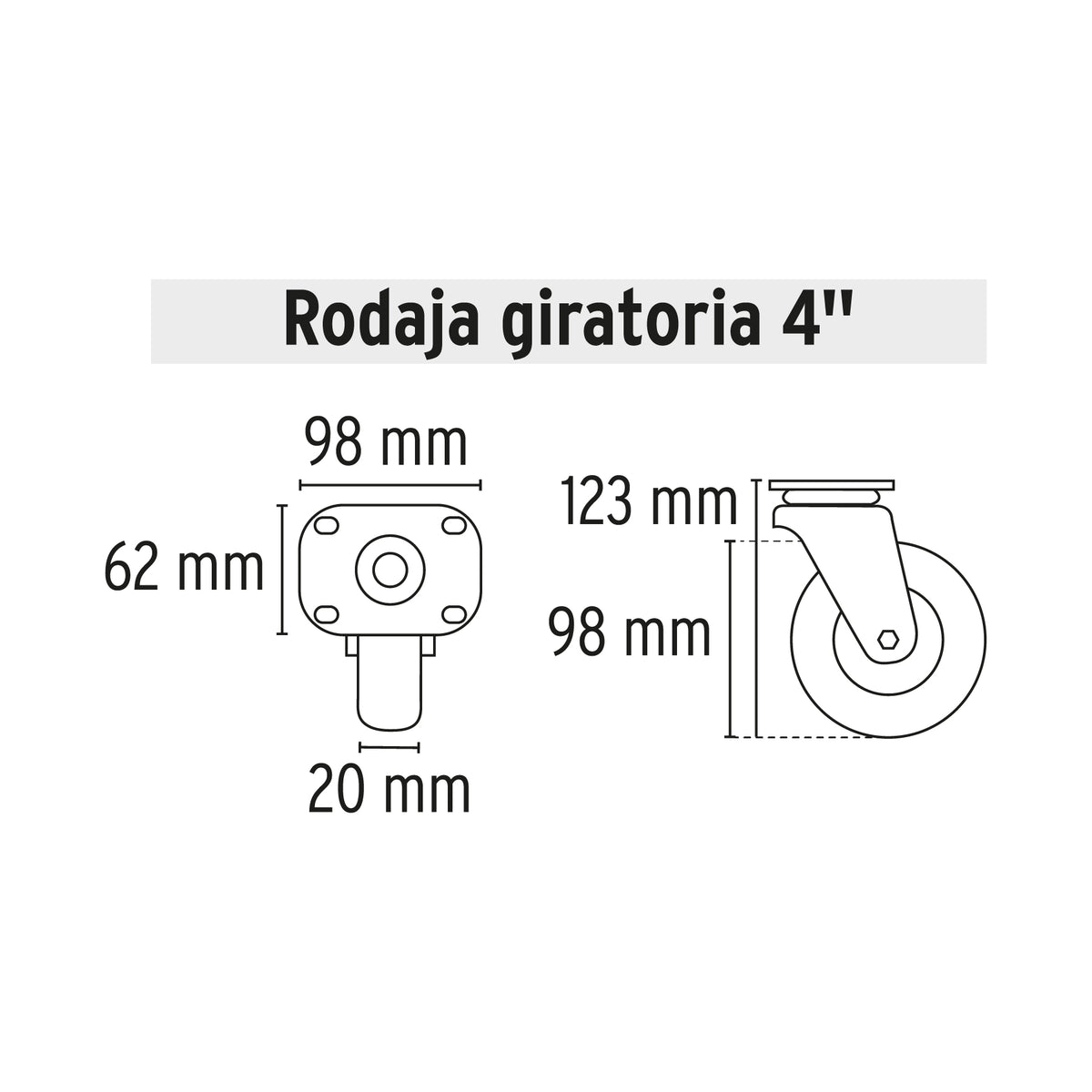 Rodaja de Repuesto 4' para DIA-385P, Placa Giratoria, Fiero