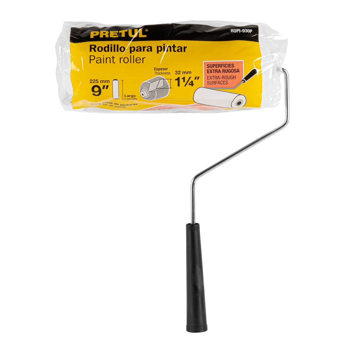 Rodillo para Pintar, 9 X 1-1/4', Superficies Extrarrugosas, Pretul