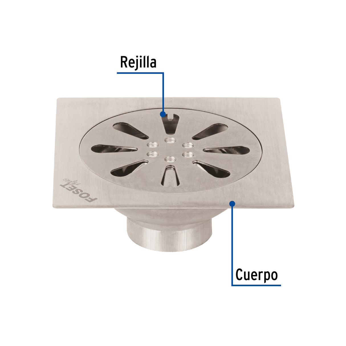 Resumidero Cuadrado 4' X 4', Acero Inoxidable, Gota, Aqua