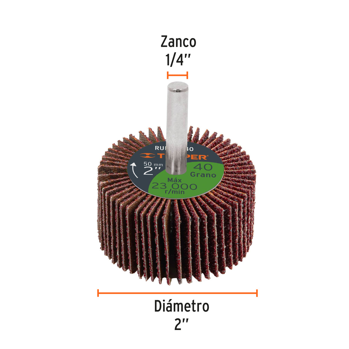 Rueda Flap de 2', Grano 40, Truper