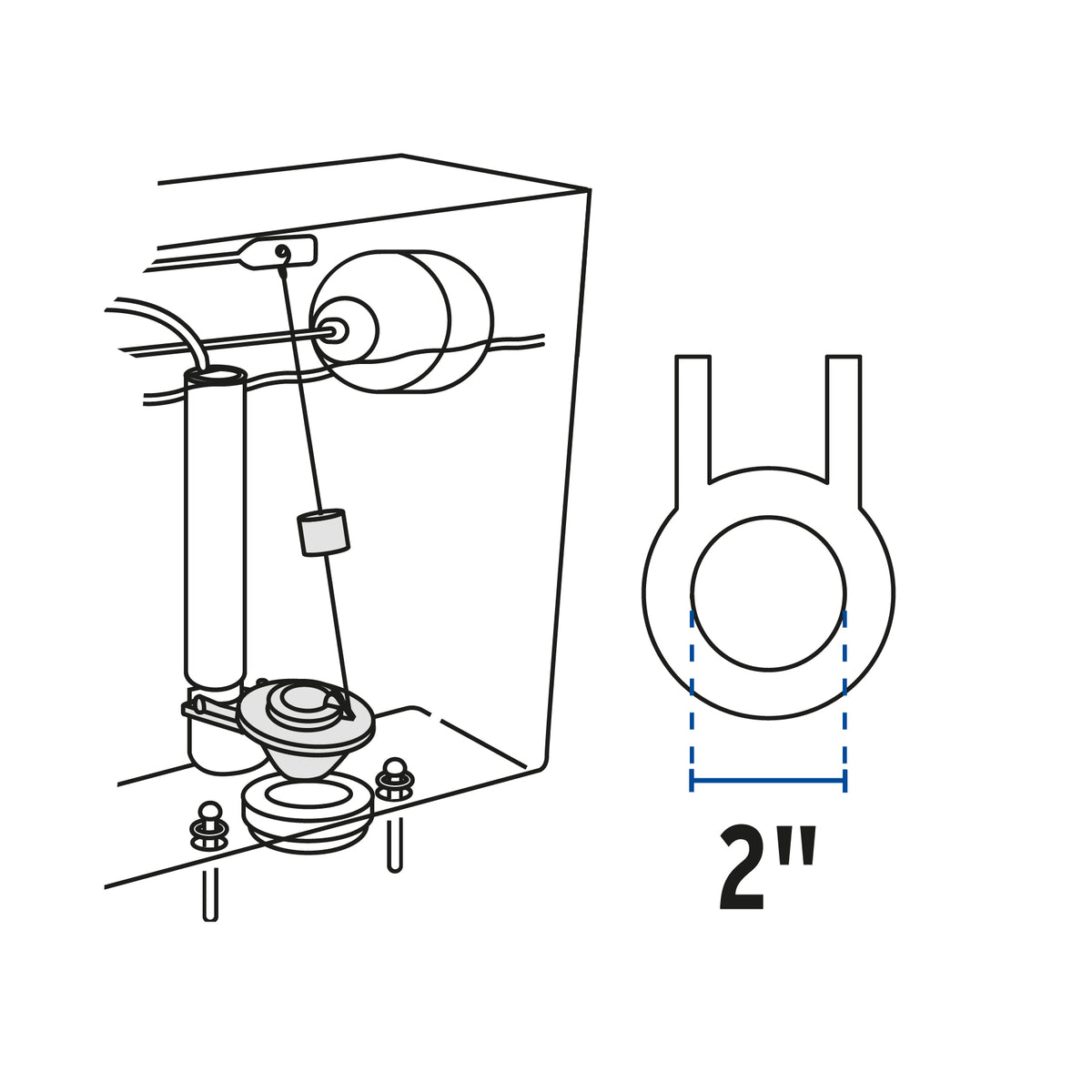 Sapo 2' para Wc, PVC, Trasparente, Cadena Inox, Foset