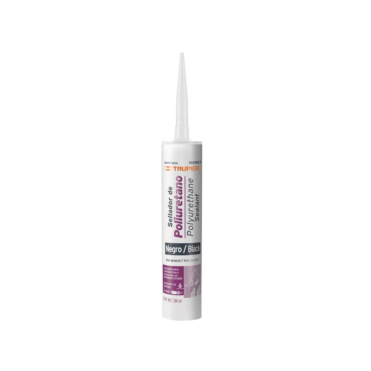 Sellador de poliuretano de 280 ml, negro, Truper