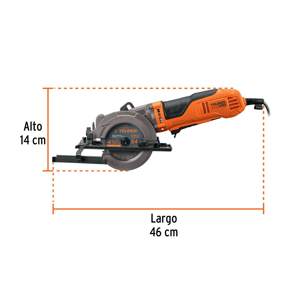 Sierra Circular Compacta 4-1/2', 750 W, Truper Pro