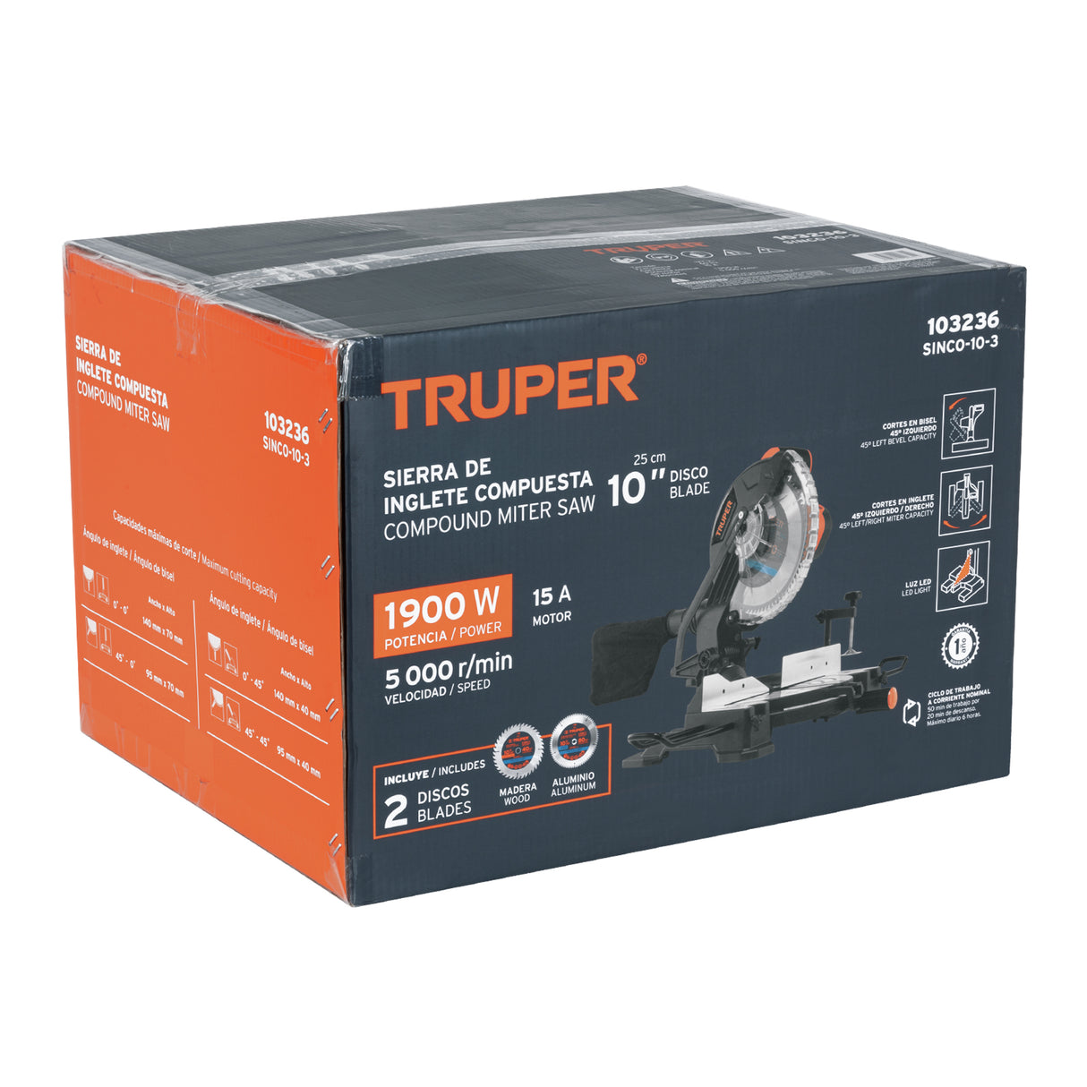 Sierra de Inglete 10', 1900 W Compuesta, Truper