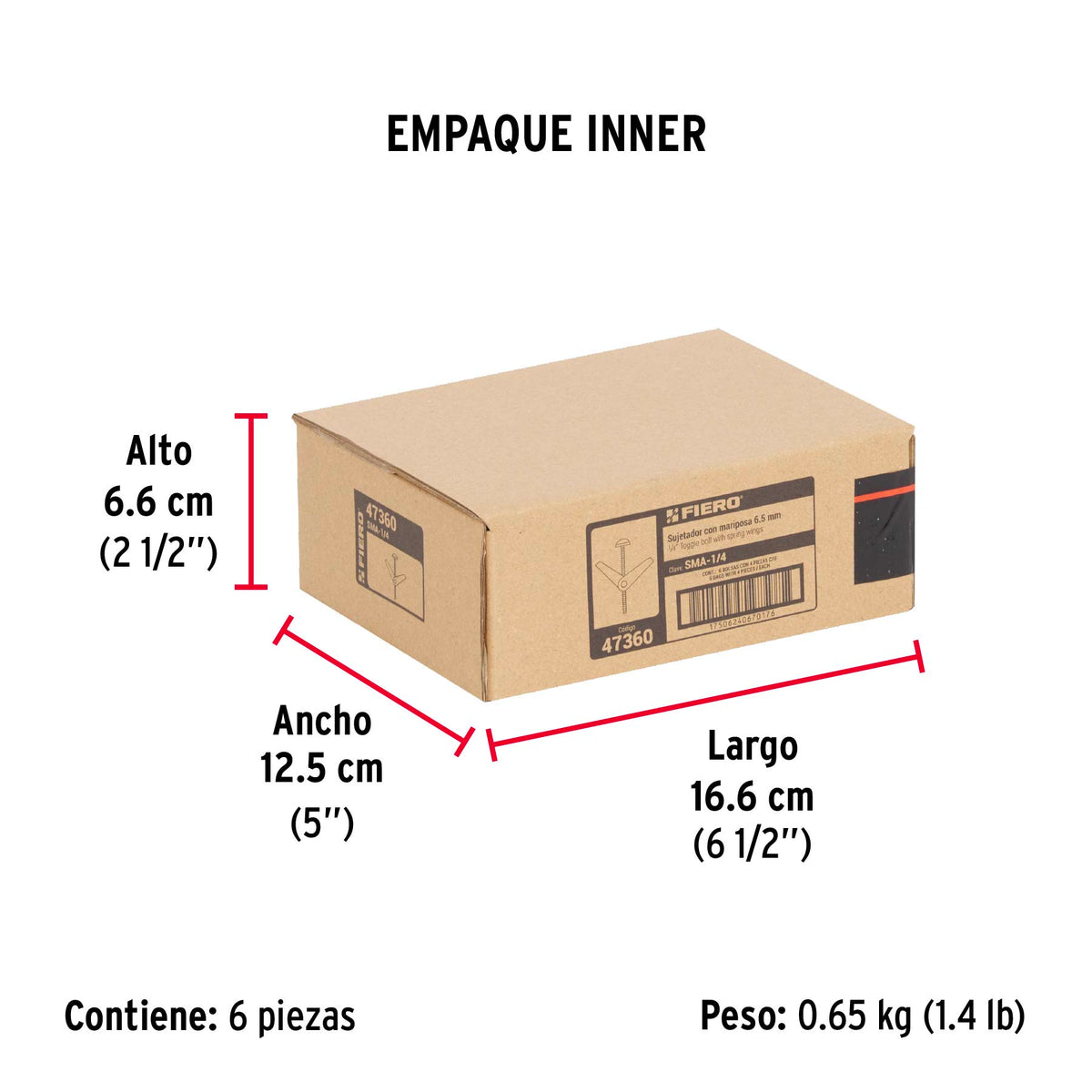 Bolsa con 4 Sujetadores Tipo Mariposa de 1/4' X 3', Fiero
