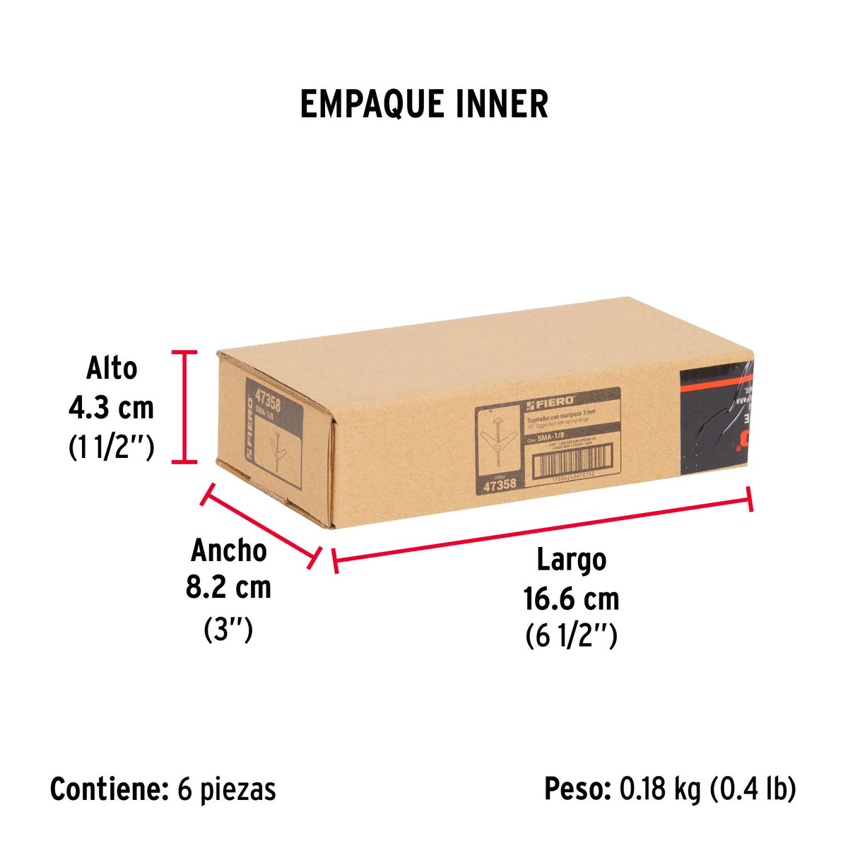 Bolsa con 4 Sujetadores Tipo Mariposa de 1/8' X 2', Fiero
