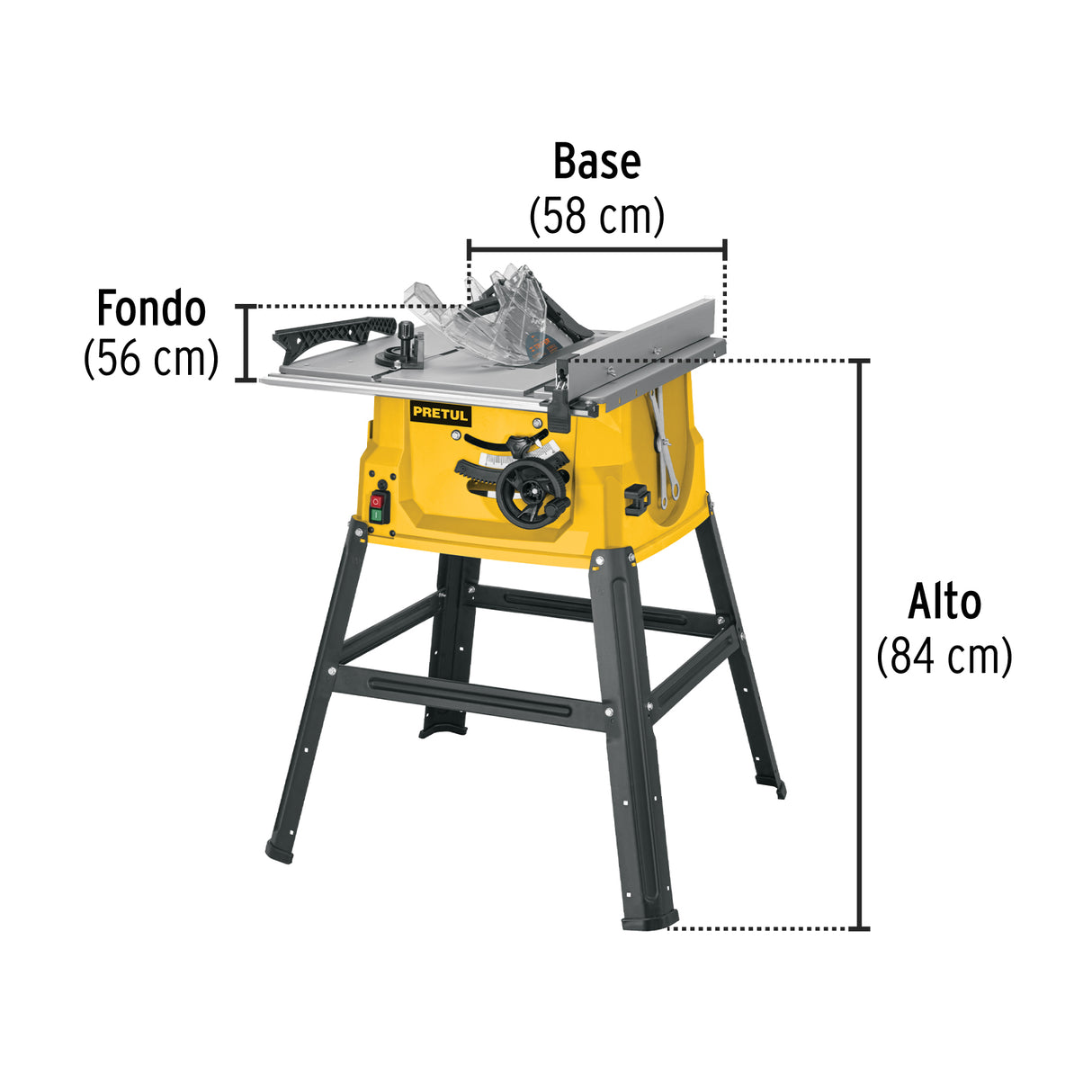 Sierra de Mesa 10', 2-1/2 HP (1900 W), con Base, Pretul