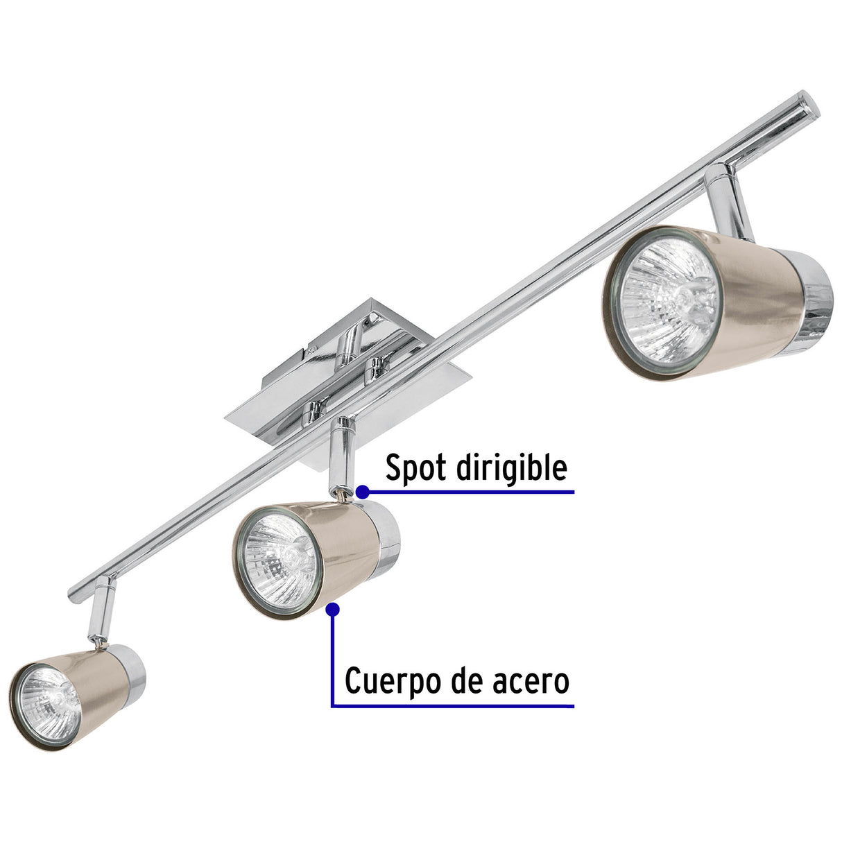 Luminario de Sobreponer con 3 Spots Base GU10, Volteck