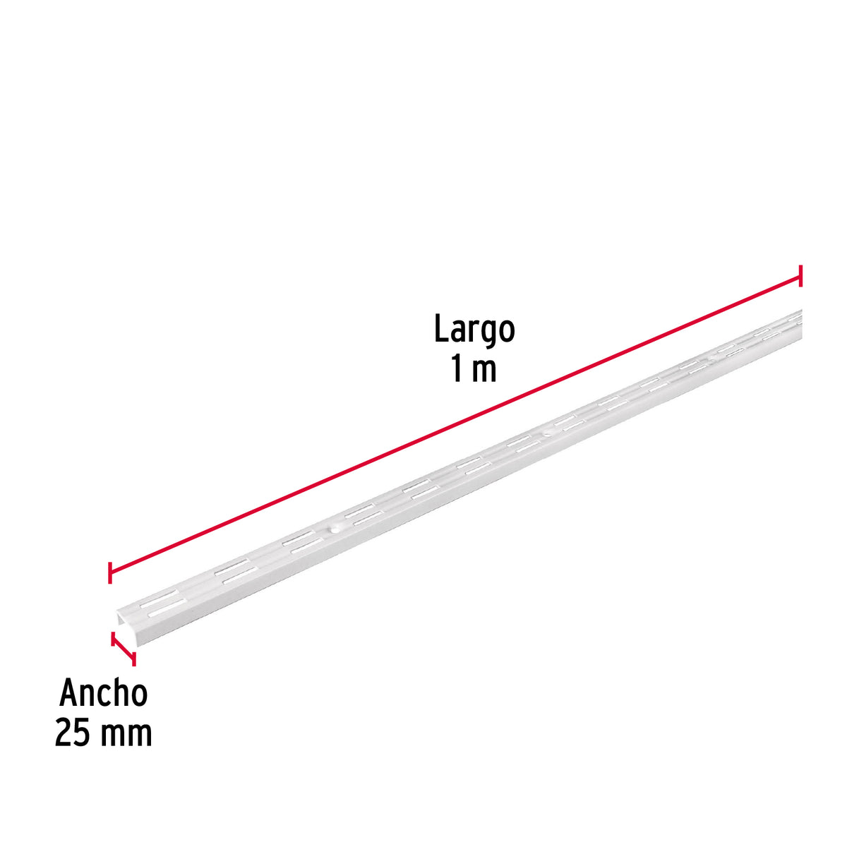 Cremallera Doble Blanca para Ménsulas Planas, 1M, Fiero