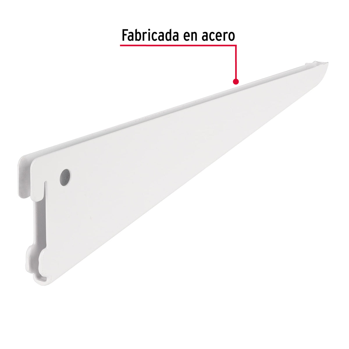 Ménsula Plana Blanca para Cremallera Doble, 27 cm, Fiero