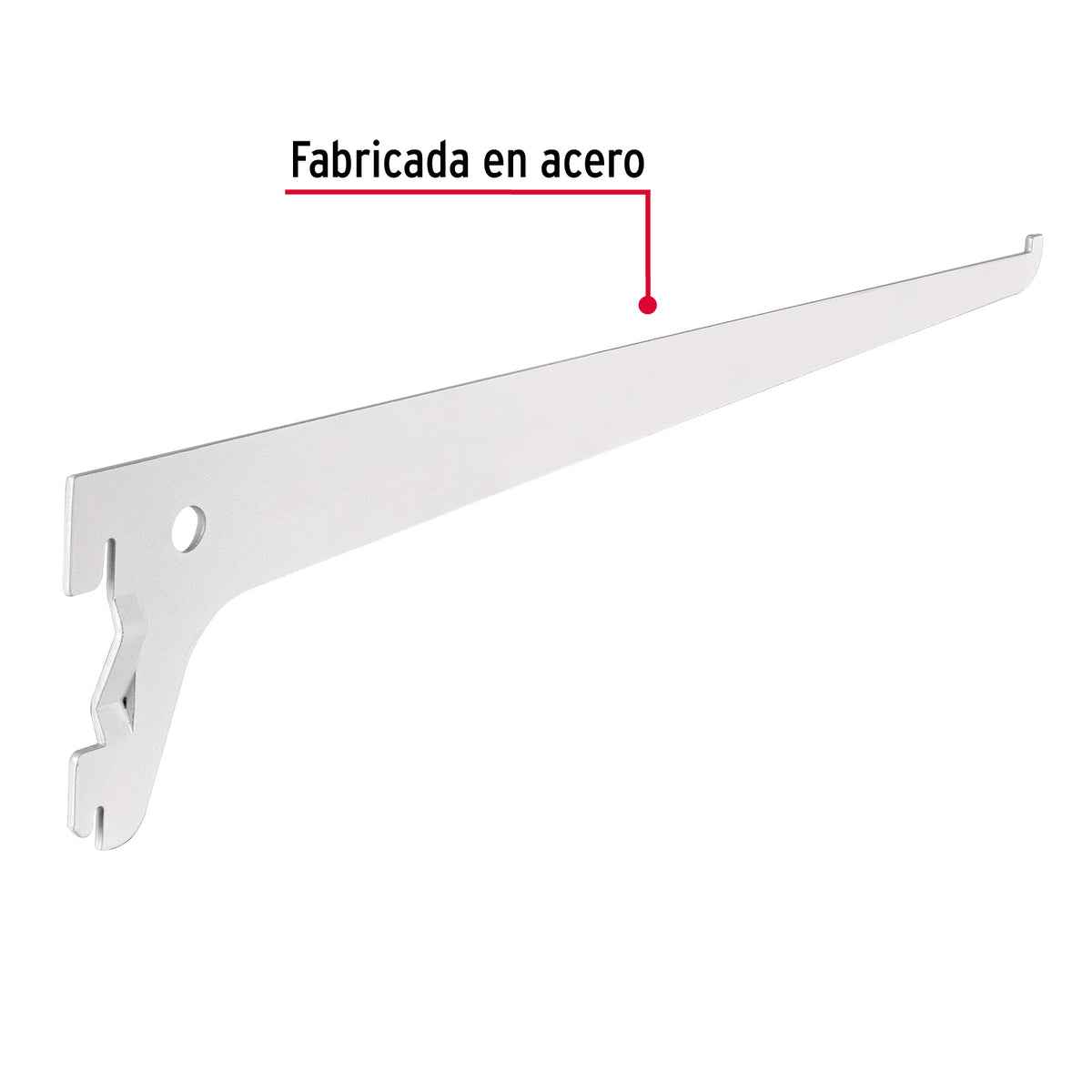 Ménsula Plana Blanca para Cremallera Sencilla, 30 cm, Fiero
