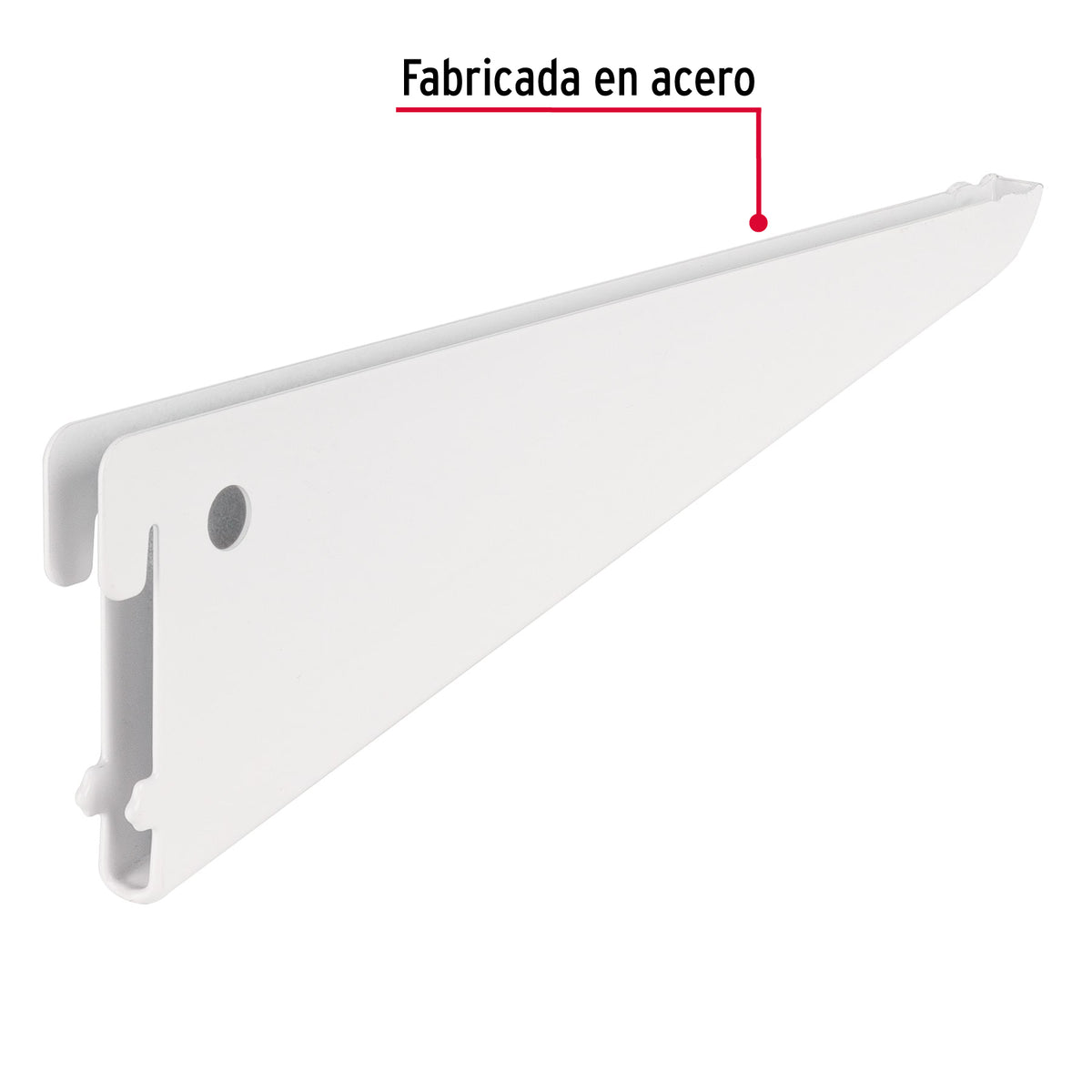 Ménsula Plana Blanca para Cremallera Doble, 22 cm, Fiero