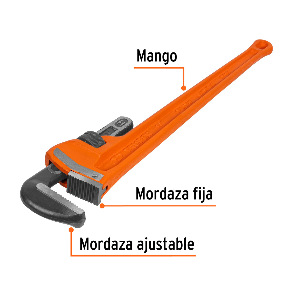 Llave Stilson 36' Cuerpo Robusto de Hierro Dúctil, Truper