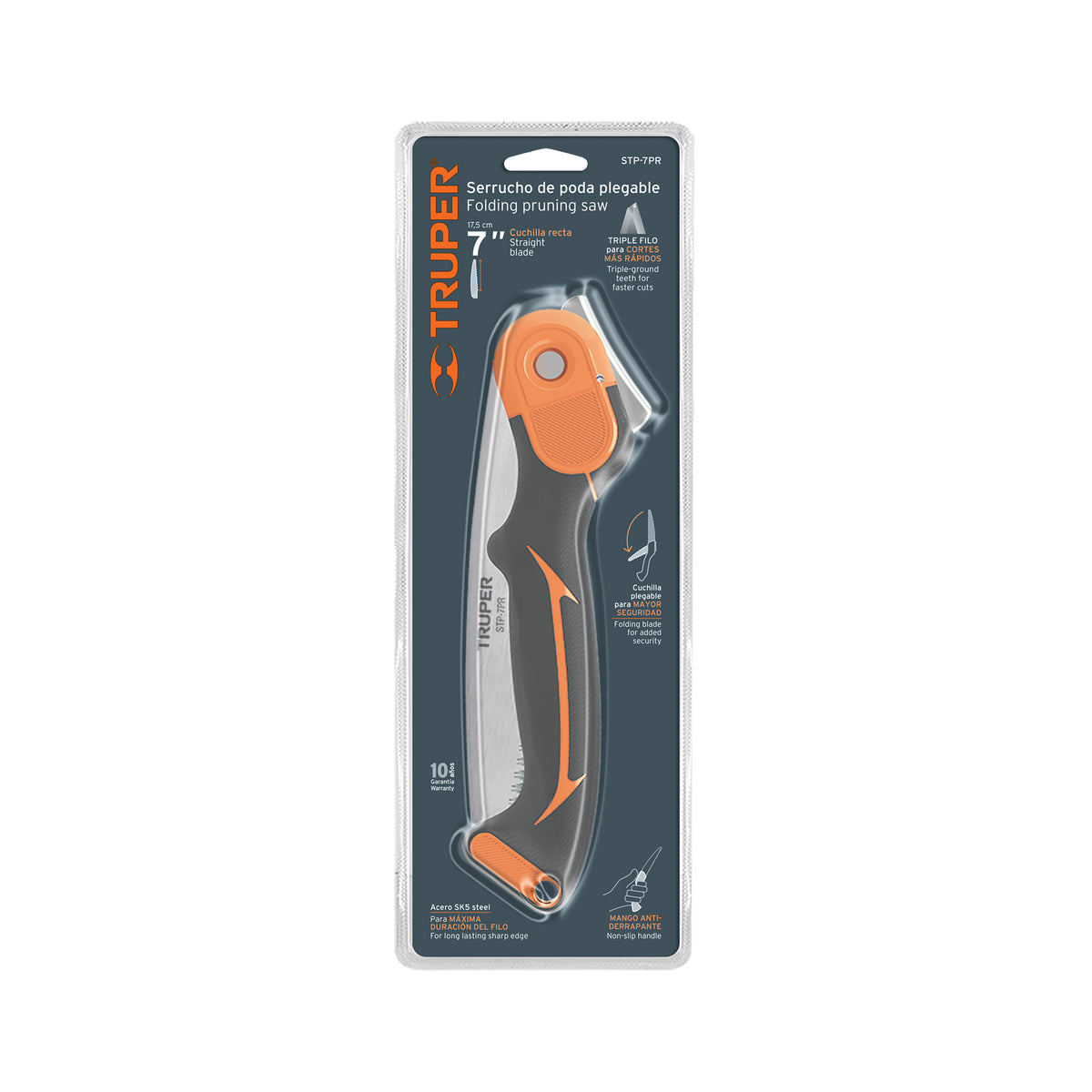 Serrucho Plegable 7' Hoja Recta 11 Dpp Mango Plástico, Truper